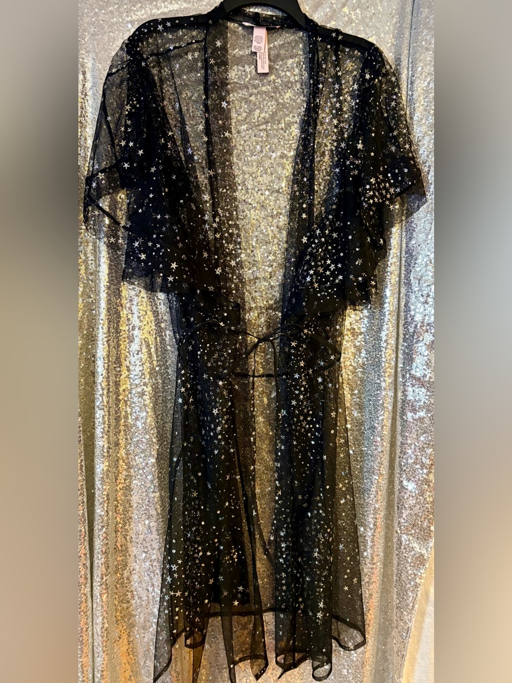 NWT stunning VS Sheer Black Star-Print Robe - Women Intimates & Sleepwear